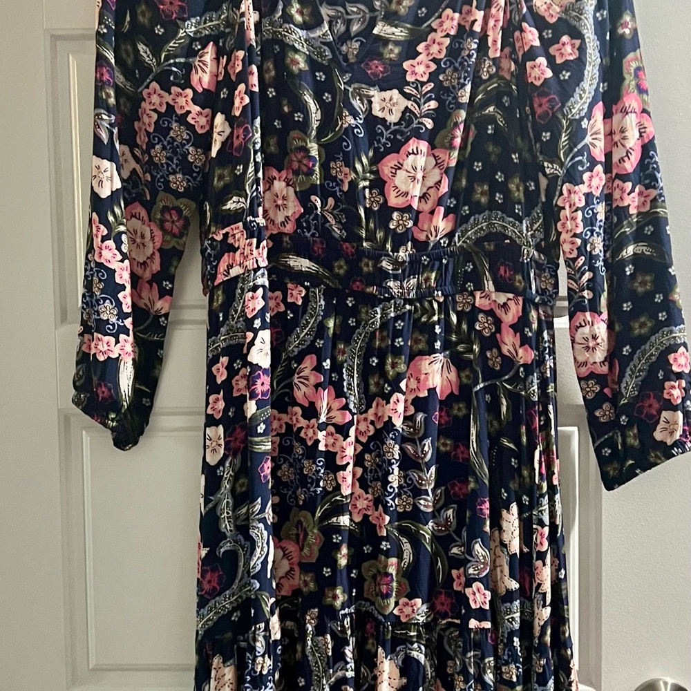 The Loft Floral Long Sleeve Midi Dress